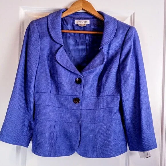 Vintage Kay Unger Periwinkle Blue Silk Belted Skirt Suit NWT